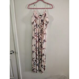 One Clothing Los Angeles Pink Floral Cold Shoulder Maxi Dress Large Wrap V-Neck